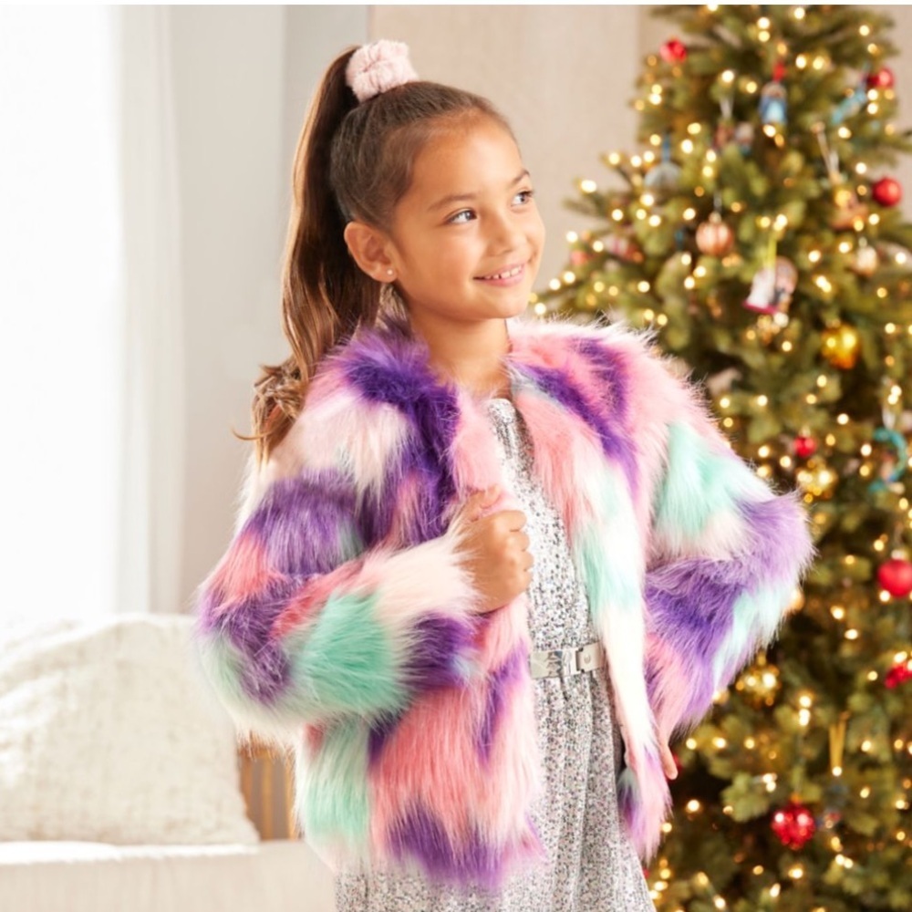 Disney Princess Faux Fur Coat Pink, Purple, Blue Girls Size 7/8